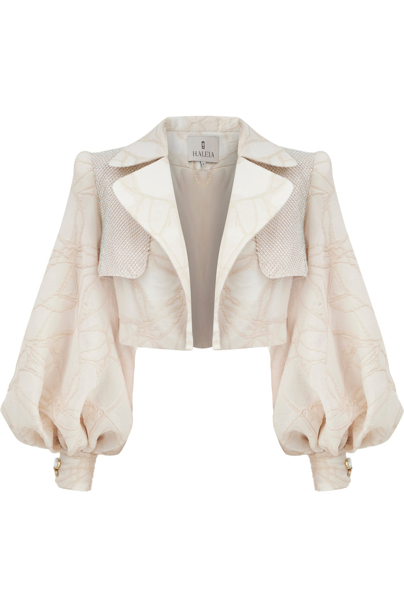 CREAM PUFF SLEEVED ARMOR CROP JACKET - CULT MIA
