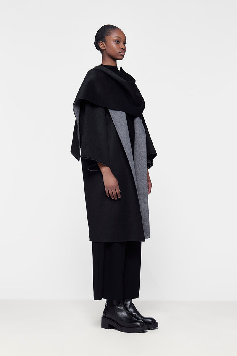 REVERSIBLE CACOON COAT WITH SCARF - CULT MIA