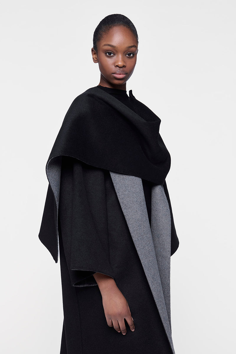 REVERSIBLE CACOON COAT WITH SCARF - CULT MIA