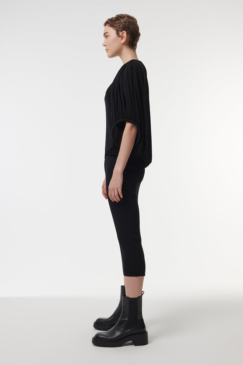 DOUBLE-HOOP KNITTED TOP IN BLACK - CULT MIA