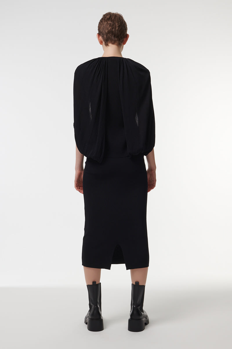 DOUBLE-HOOP KNITTED TOP IN BLACK - CULT MIA