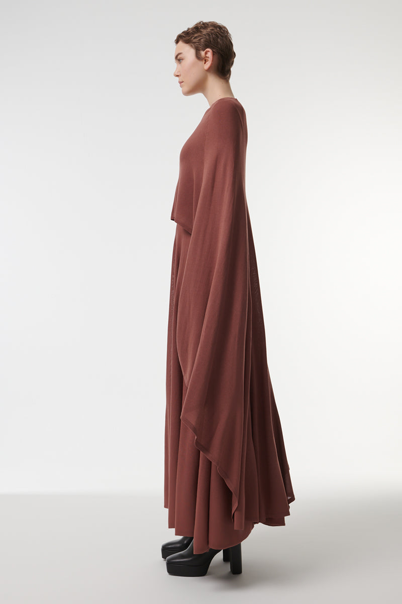 KNITTED CAPE IN BROWN - CULT MIA