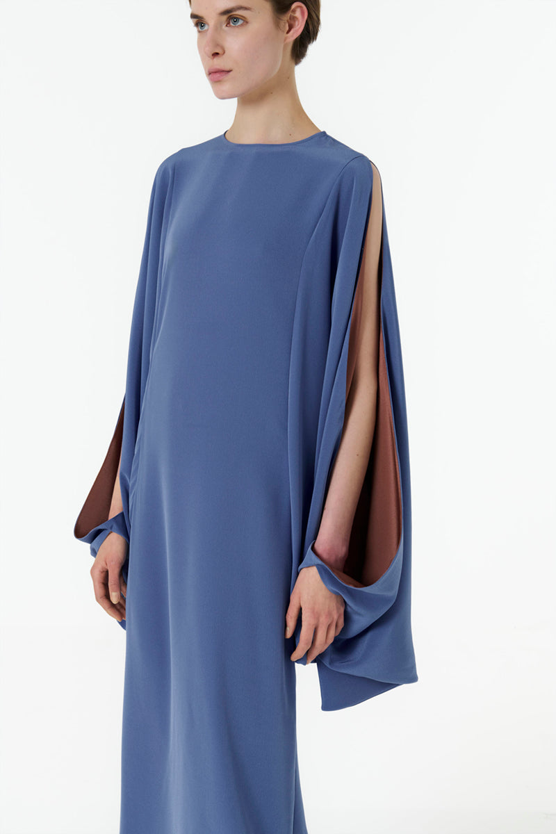 COLOR-CONTRAST SLEEVE KAFTAN IN BLUE - CULT MIA