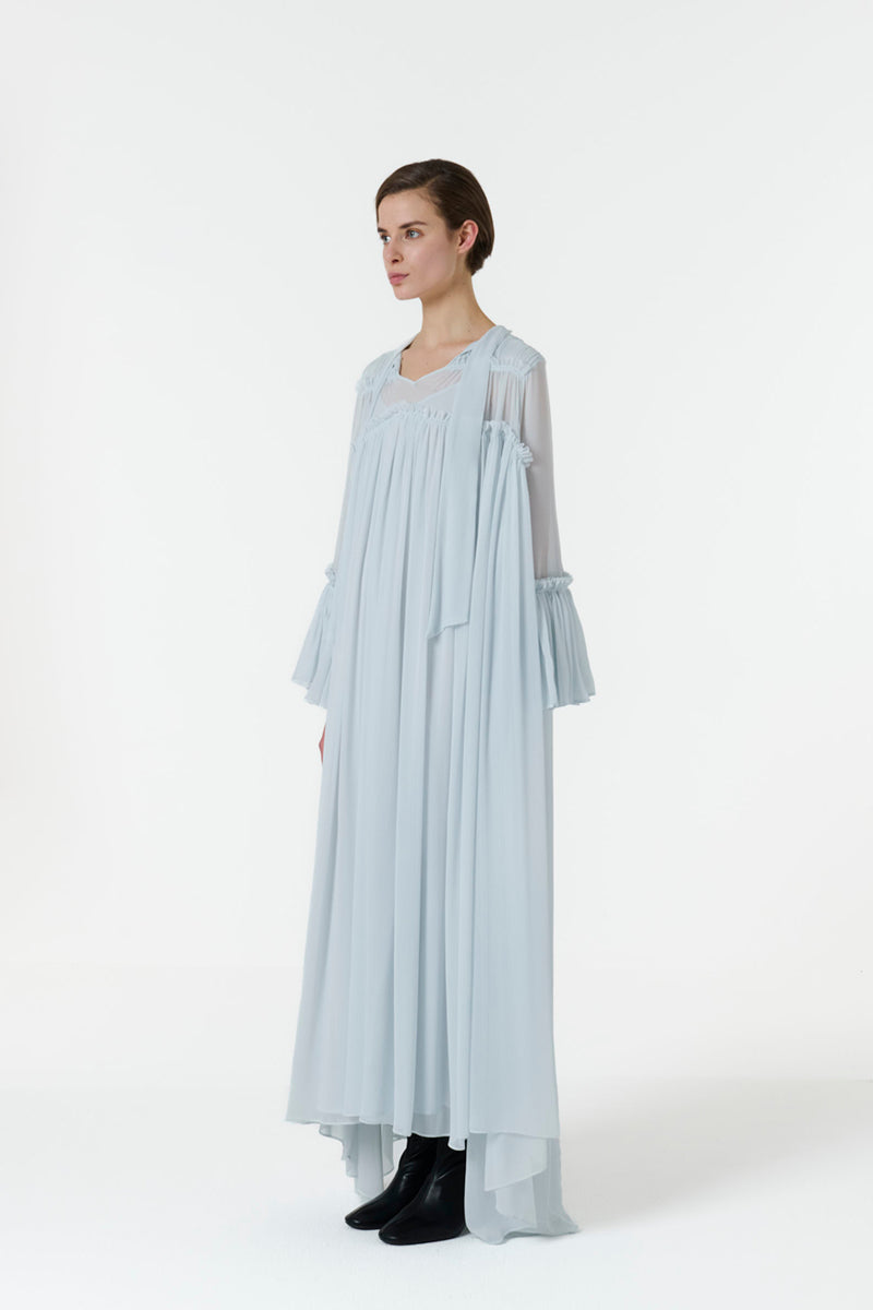 FRILL DETAILED KAFTAN IN BLUE - CULT MIA