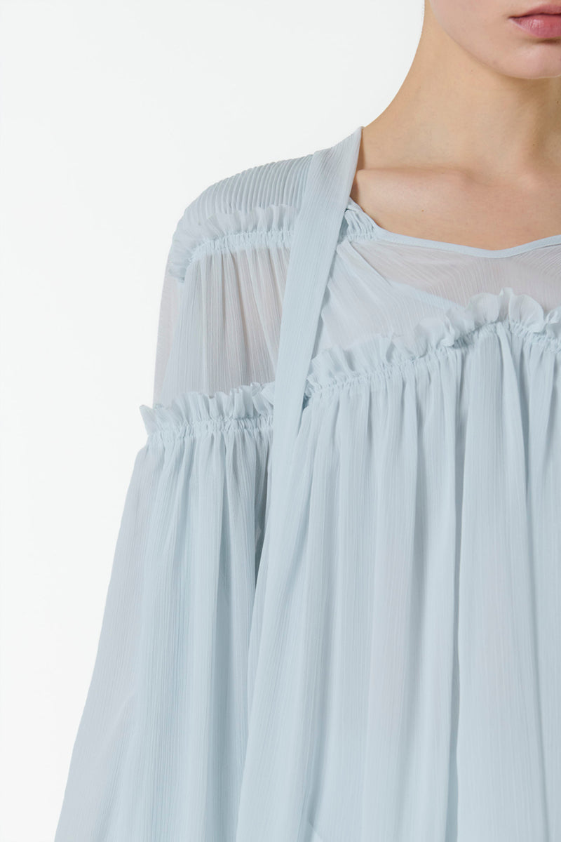 FRILL DETAILED KAFTAN IN BLUE - CULT MIA