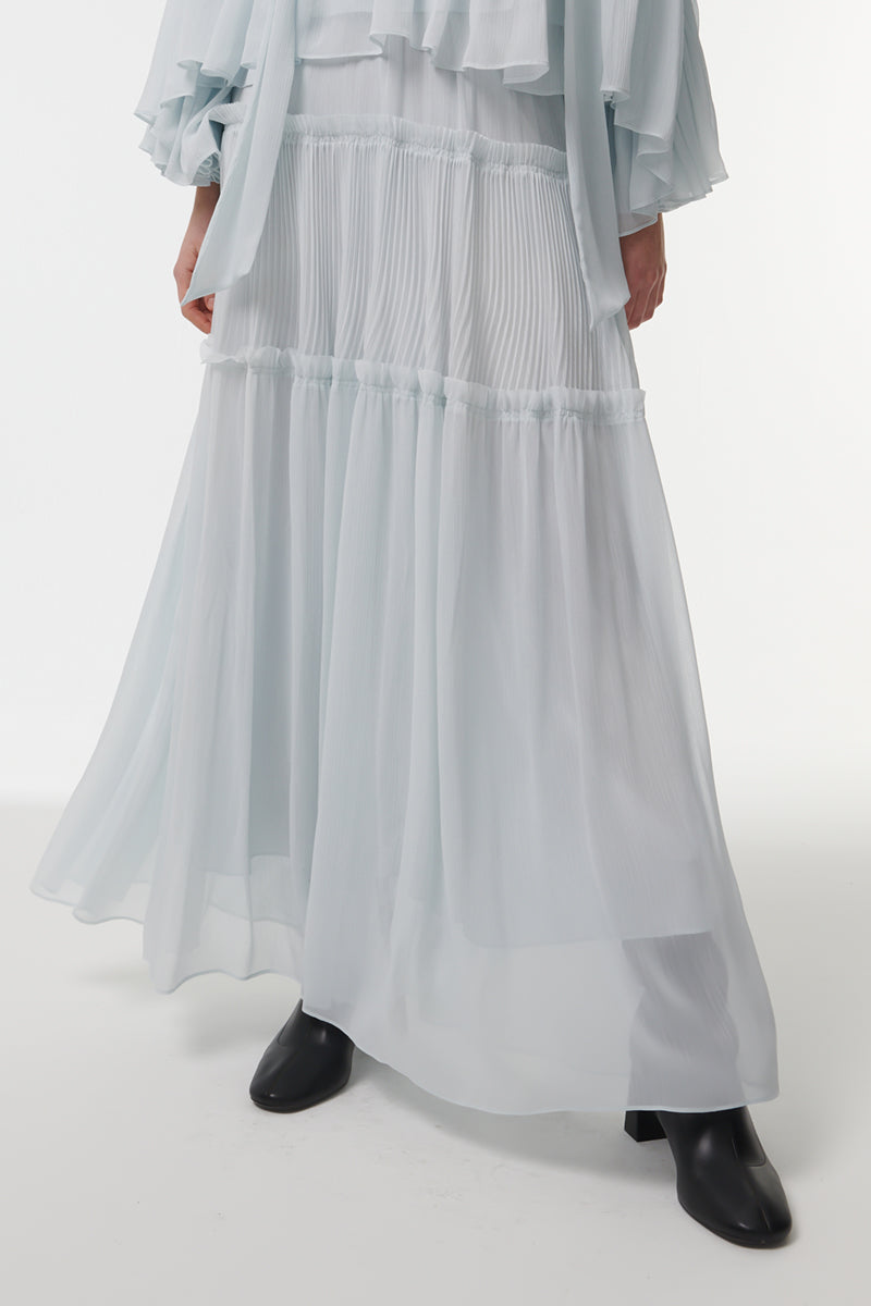 TIERED CHIFFON SKIRT IN BLUE - CULT MIA