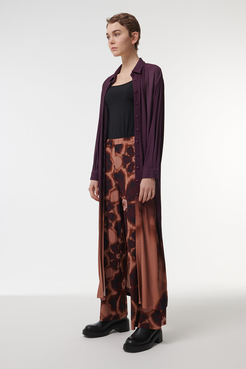 PRINTED WIDE-LEG TROUSERS IN PURPLE - CULT MIA