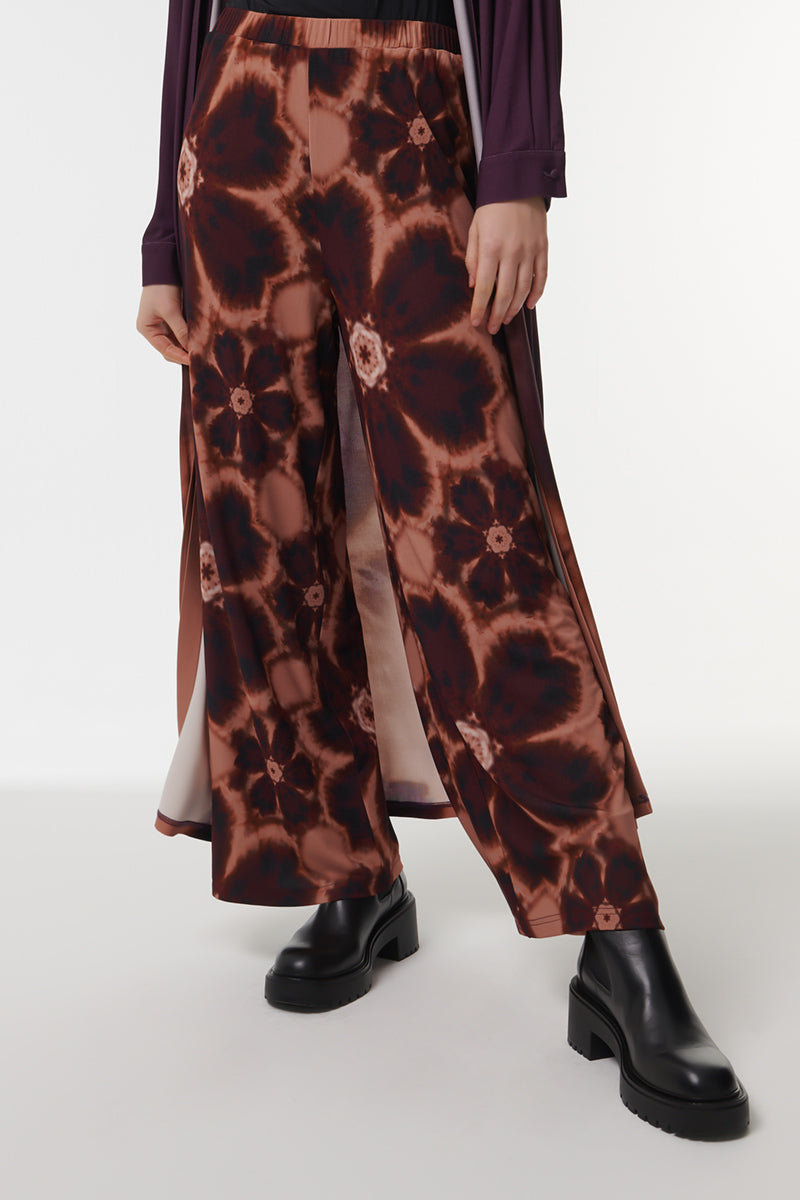 PRINTED WIDE-LEG TROUSERS IN PURPLE - CULT MIA