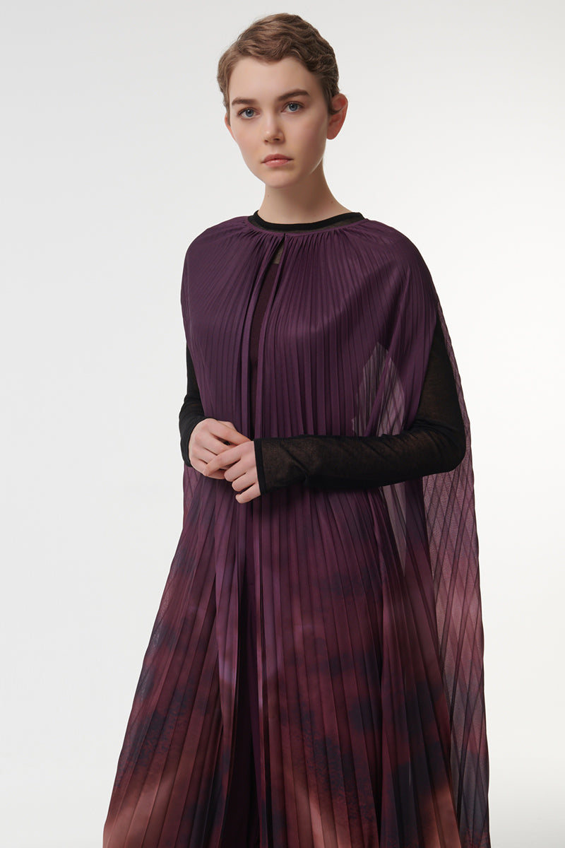 PRINTED PLEATED CAPE IN PURPLE - CULT MIA