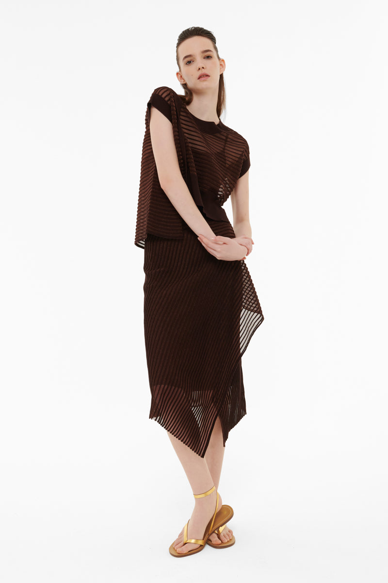 ASYMMETRIC RIBBED MESH TOP - CULT MIA