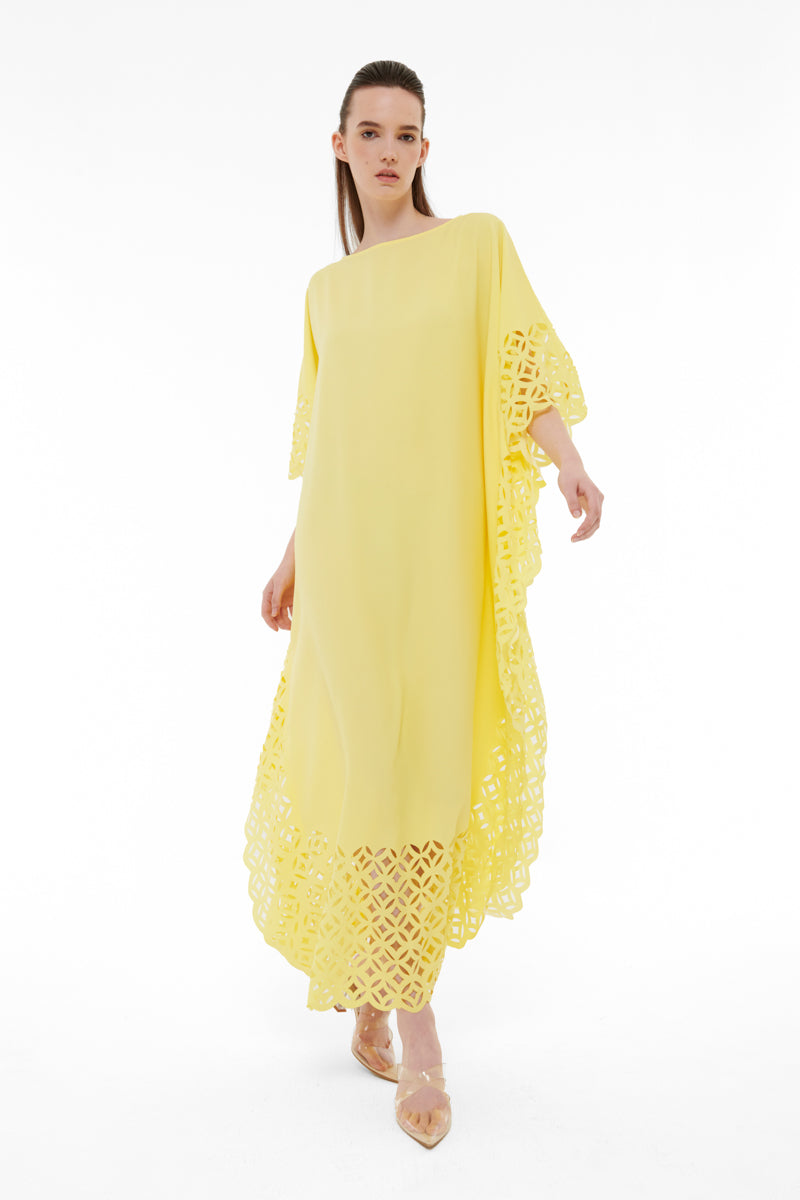 LASER-CUT KAFTAN IN YELLOW - CULT MIA