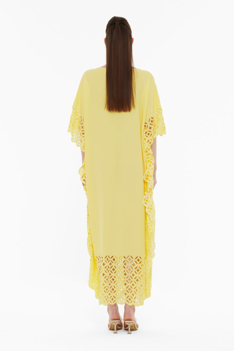 LASER-CUT KAFTAN IN YELLOW - CULT MIA