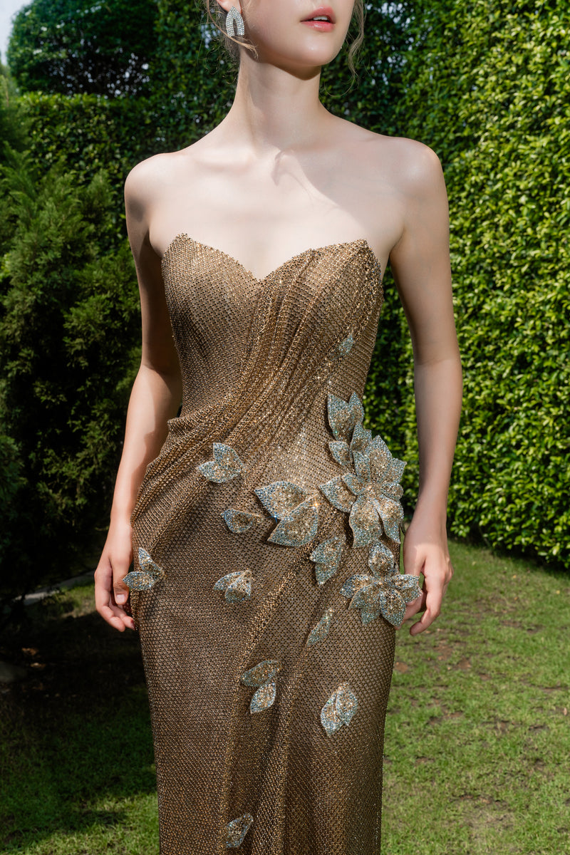 AURELIA CRYSTAL FLORAL GOWN - CULT MIA