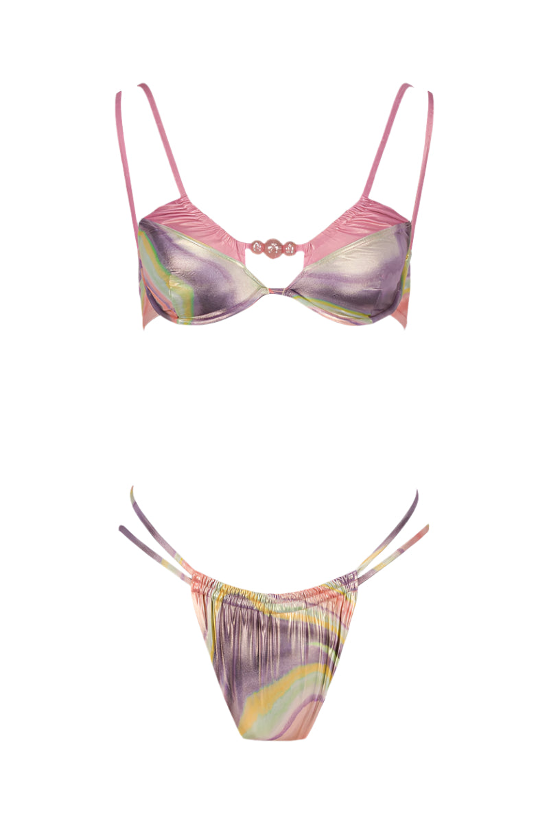 HELIOS BIKINI SET IN PINK PRINT - CULT MIA