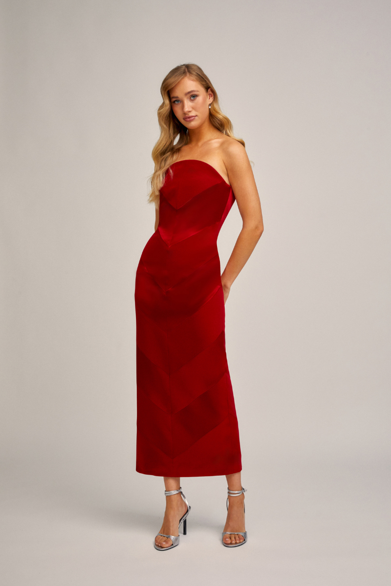 IBIZA MIDI DRESS IN RED - CULT MIA