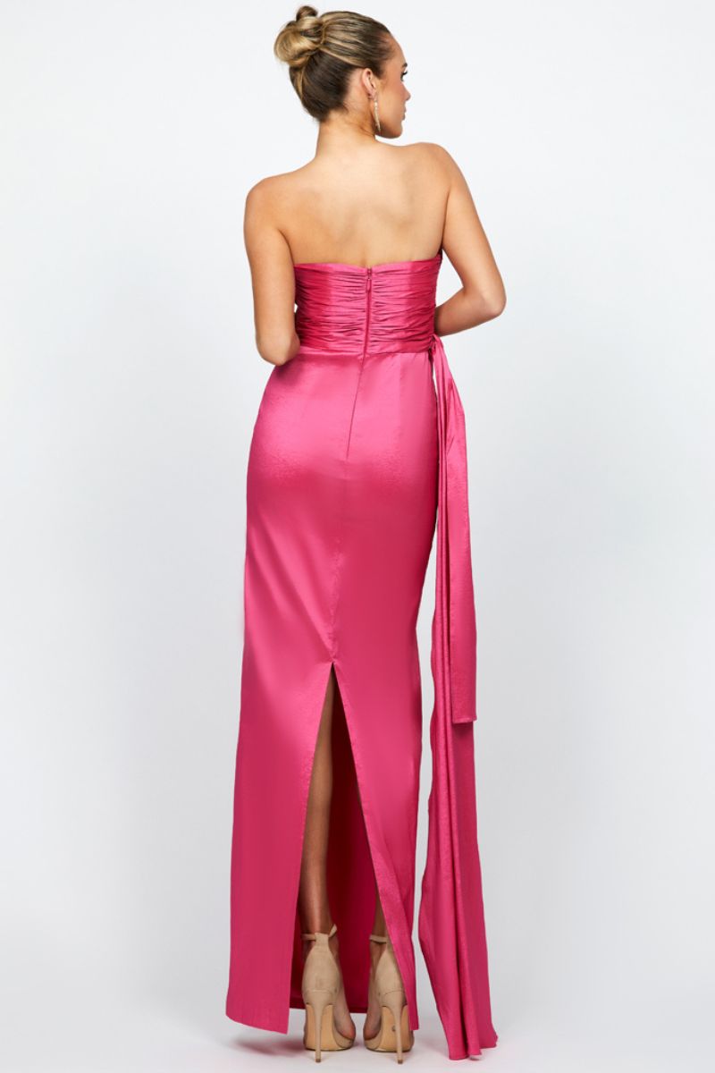 GABRIELLE STRAPLESS COLUMN GOWN IN PINK FONDANT - CULT MIA