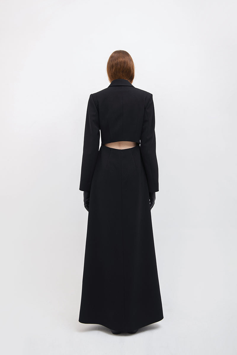 LONG TRENCH WITH ZIPPERS IN BLACK - CULT MIA