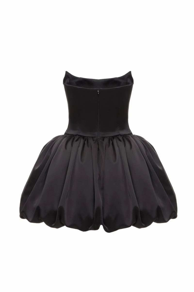 REBECCA TRANSFORMER SILK CORSET TOP-TO-DRESS IN BLACK - CULT MIA