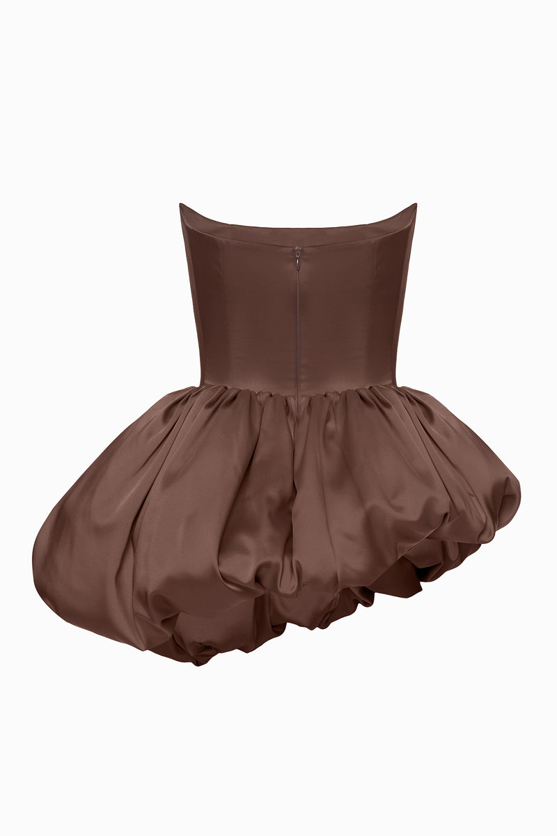 REBECCA TRANSFORMER CORSET TOP-TO-DRESS IN BROWN - CULT MIA