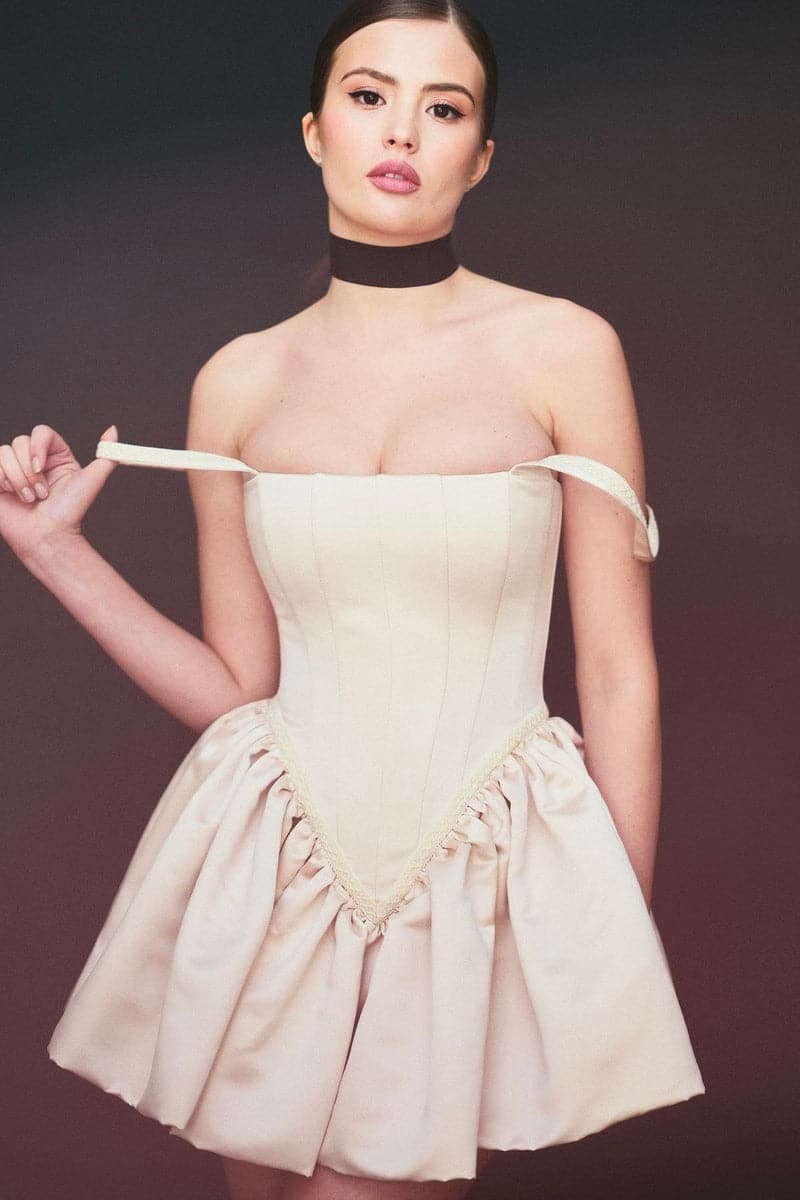 LOLITA BEIGE MINI DRESS - CULT MIA