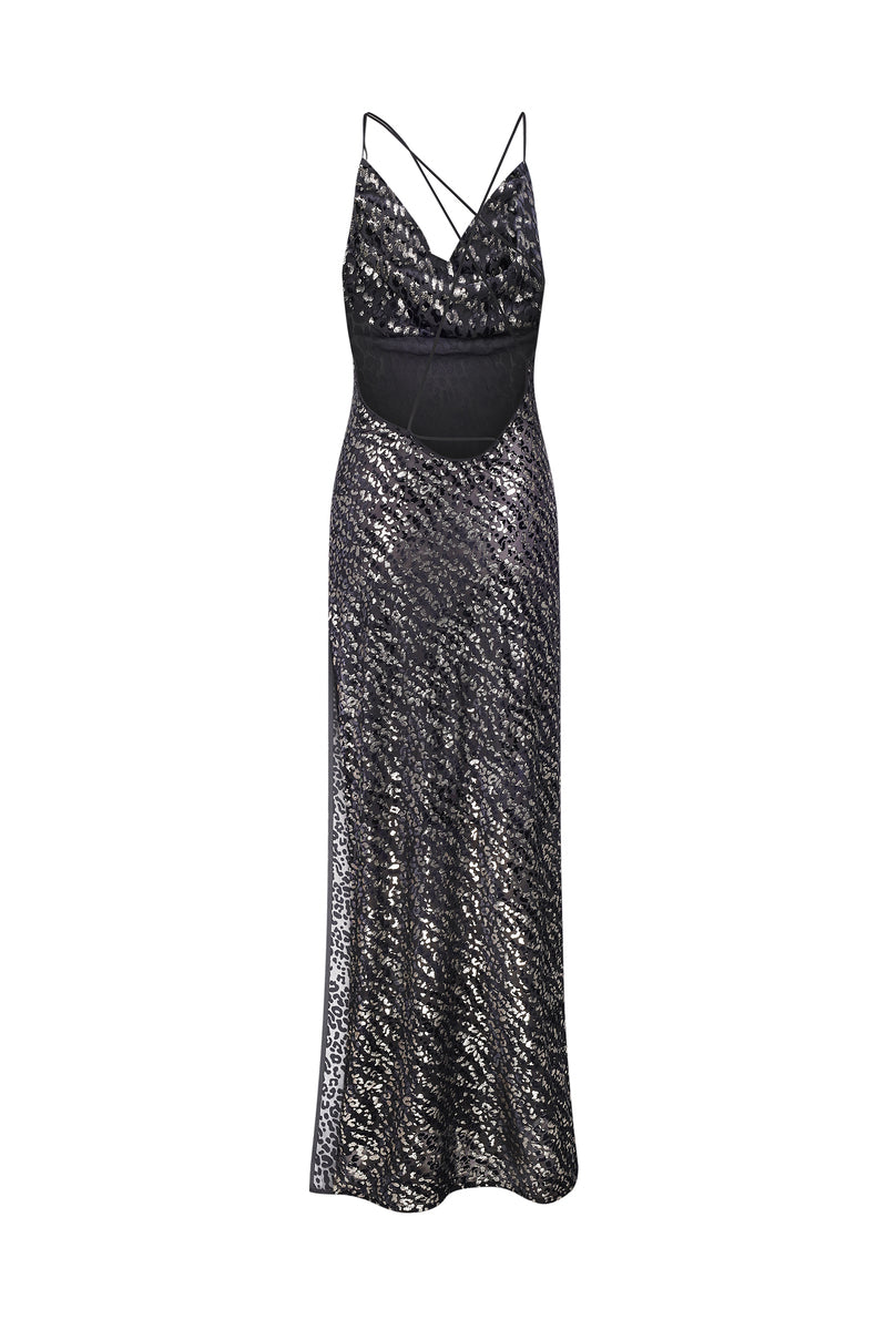 KENYA BLACK COWL-NECK GOWN - CULT MIA