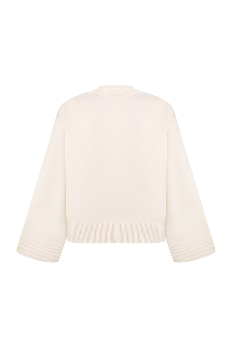 BUTTON KNIT CARDIGAN IN WHITE - CULT MIA