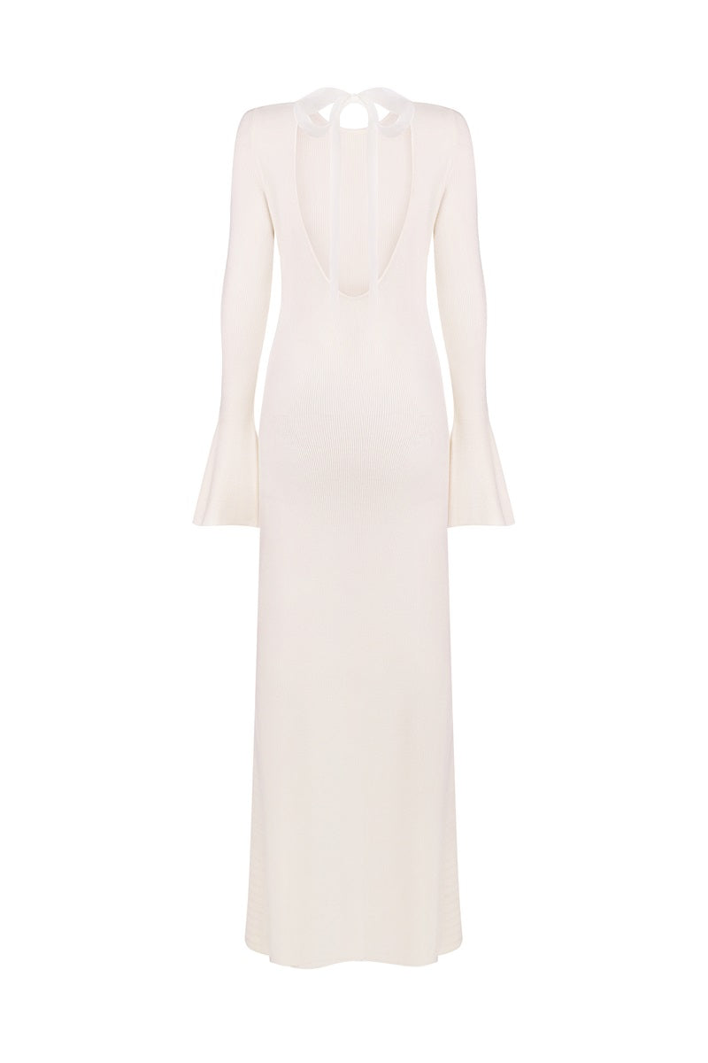 KNITTED MIDI DRESS IN WHITE - CULT MIA