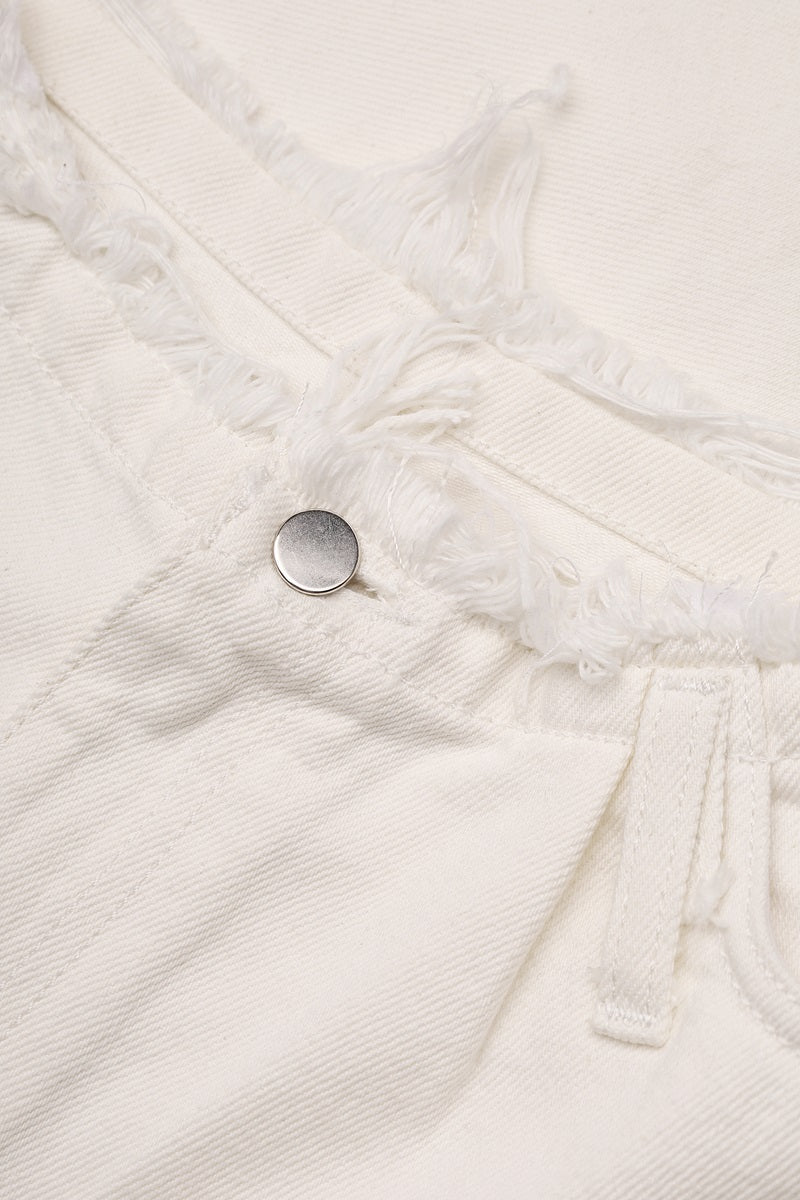 JEANS WITHOUT A WAISTBAND IN WHITE - CULT MIA