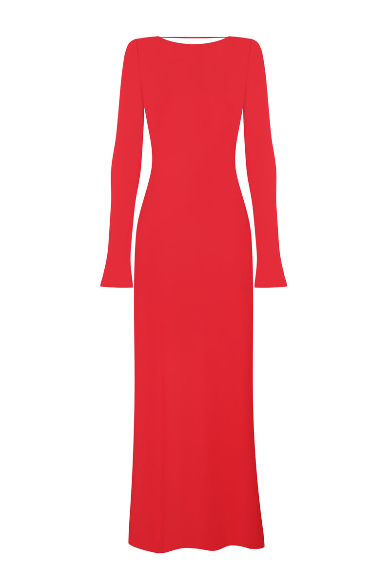 red backless dress long sleeve Drawstring Venezia Mock Neck, Bella Mini Dress in Red, Size XL, For Club