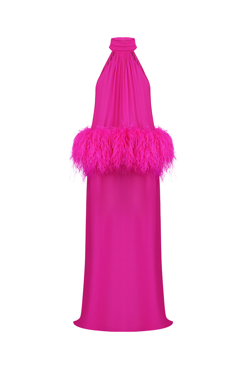 the attico pink feather dress The Attico Pink Feather-Trim One-Shoulder Gown Bella Ling