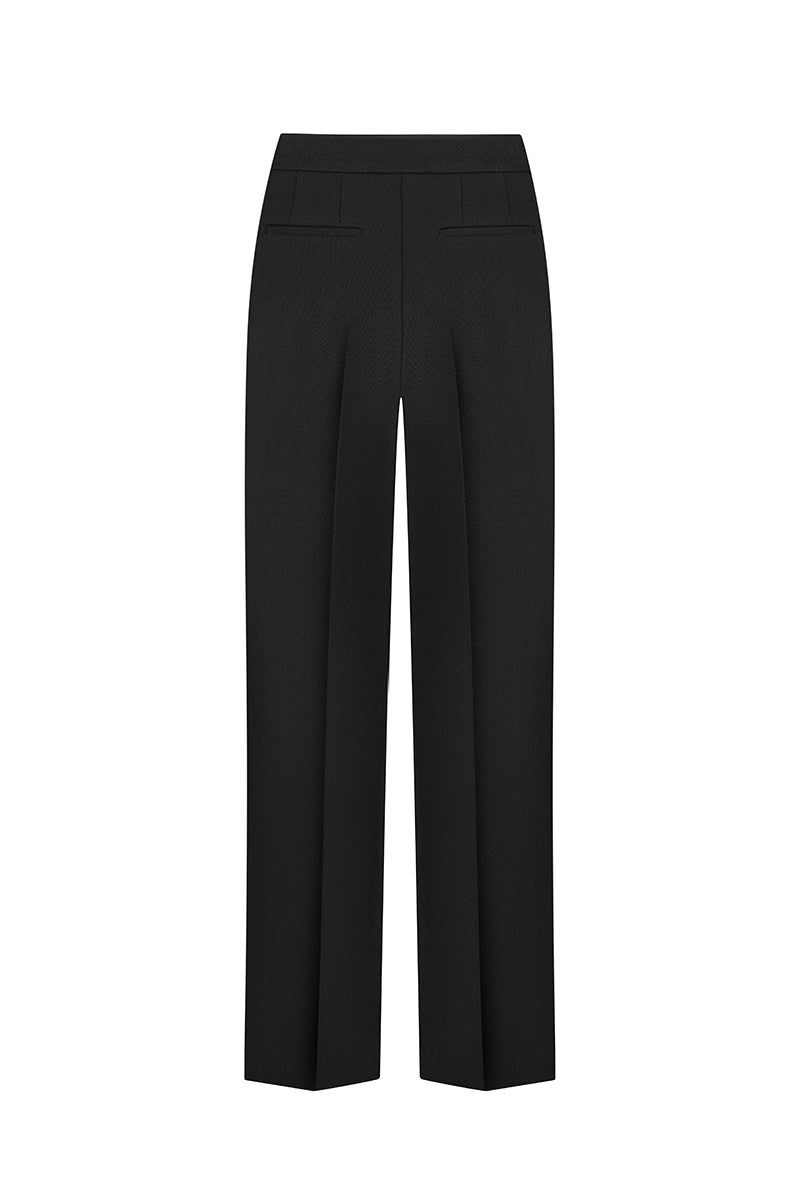 STRAIGHT-LEG BLACK WOOL PANTS - CULT MIA