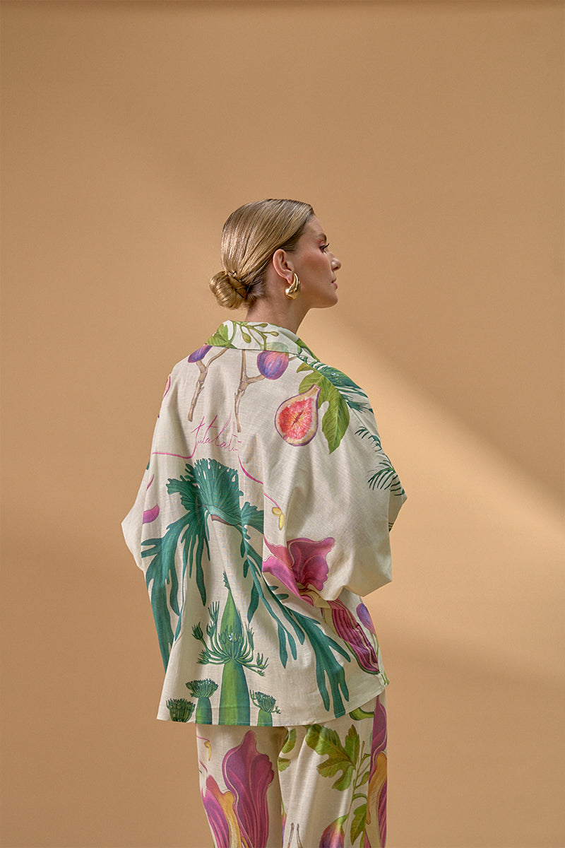 IVORY BLOUSE IN LINEN FLORAL - CULT MIA