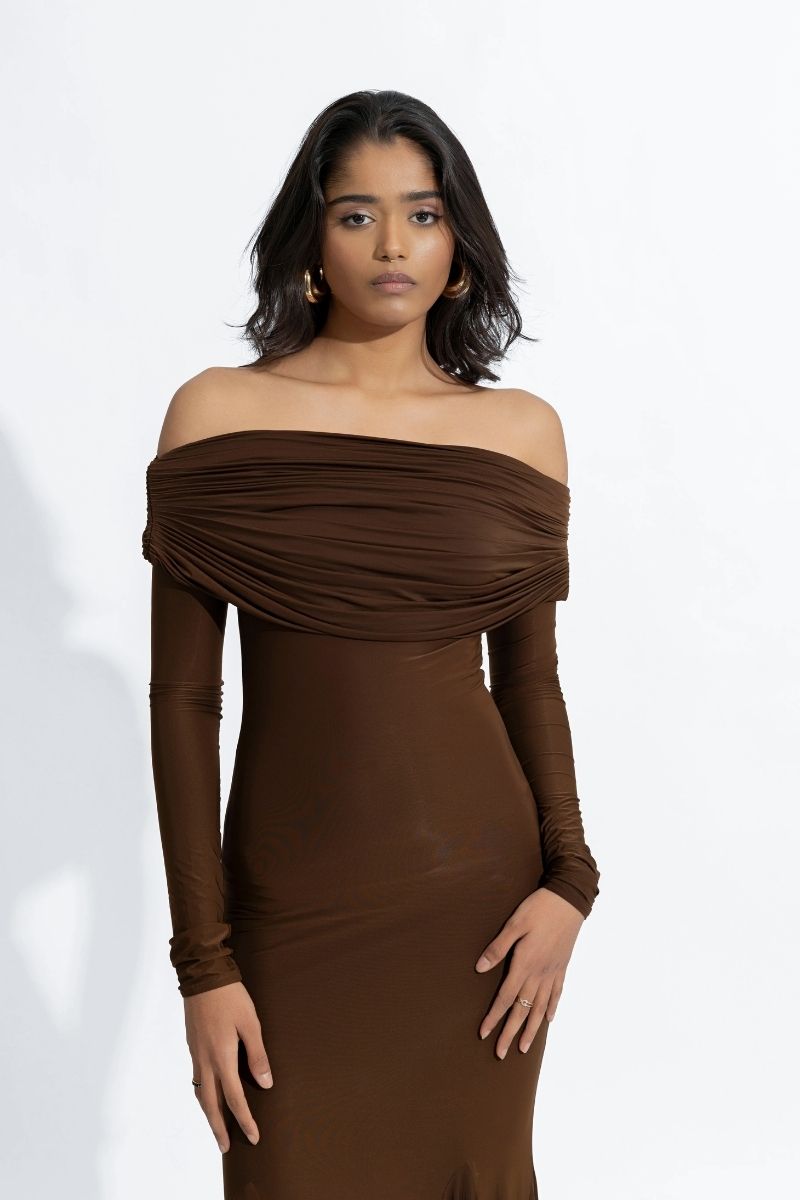 IRENE ESPERESSO BROWN MAXI DRESS - CULT MIA