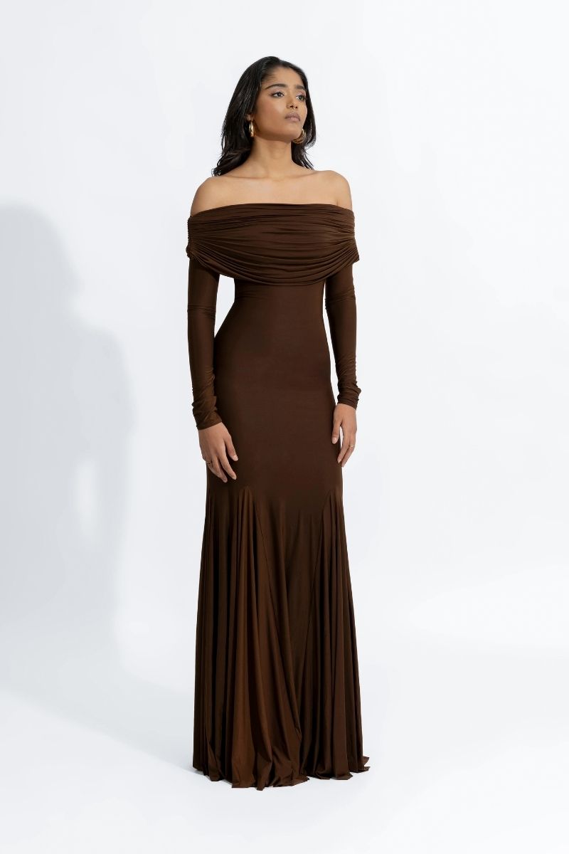 IRENE ESPERESSO BROWN MAXI DRESS - CULT MIA