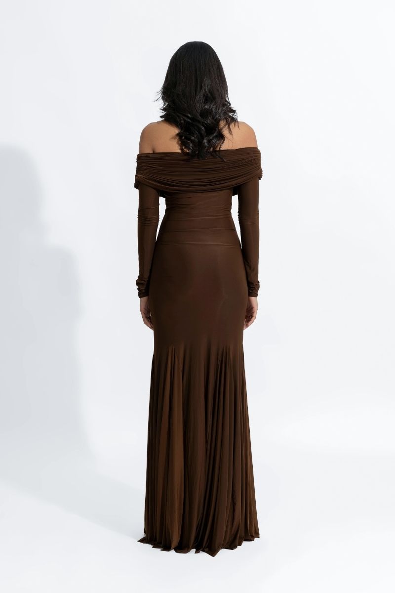 IRENE ESPERESSO BROWN MAXI DRESS - CULT MIA