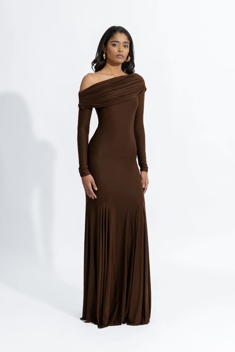 IRENE ESPERESSO BROWN MAXI DRESS - CULT MIA