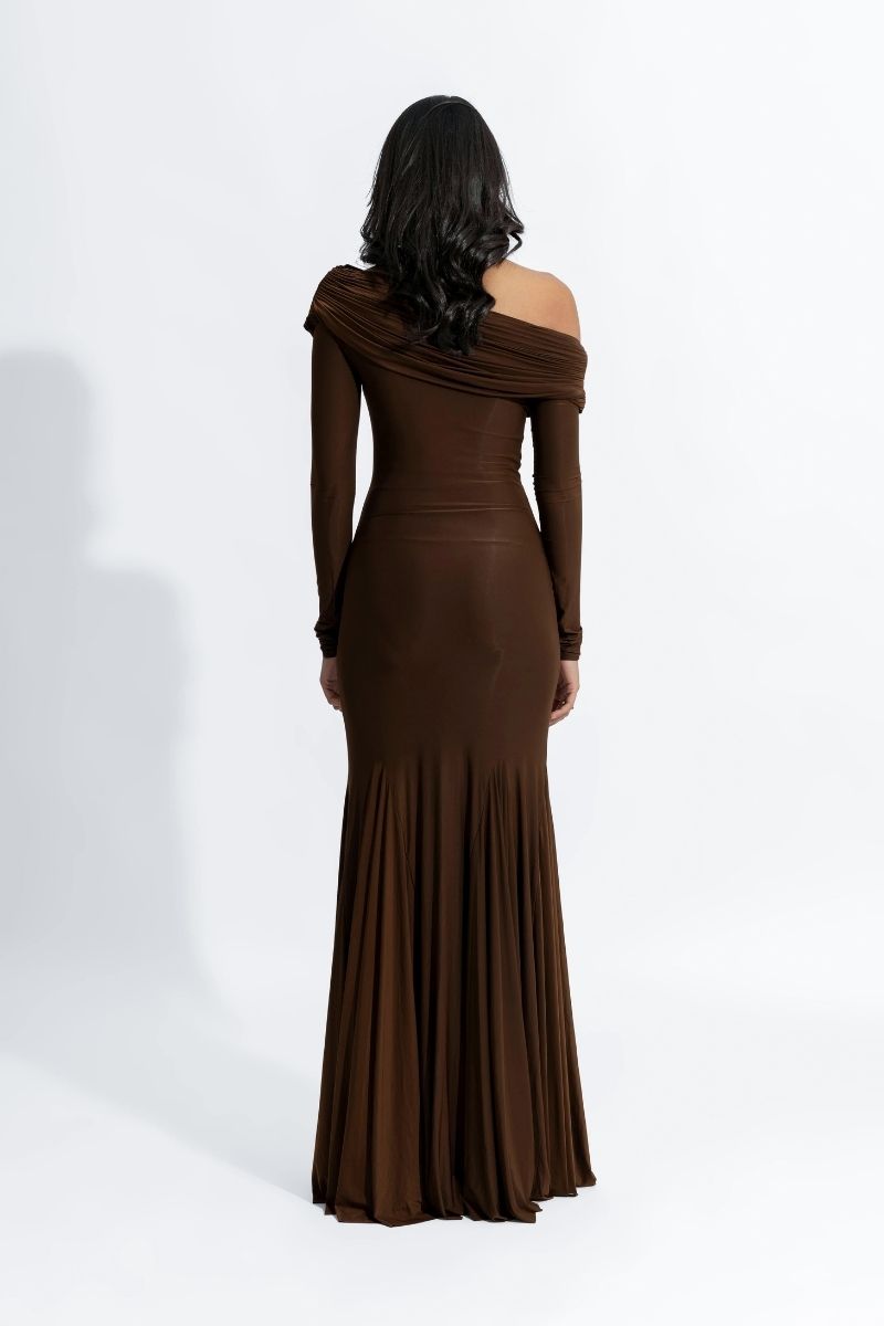 IRENE ESPERESSO BROWN MAXI DRESS - CULT MIA
