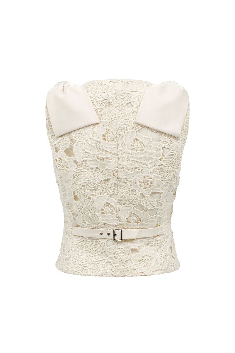 LACE TOP IN IVORY - CULT MIA
