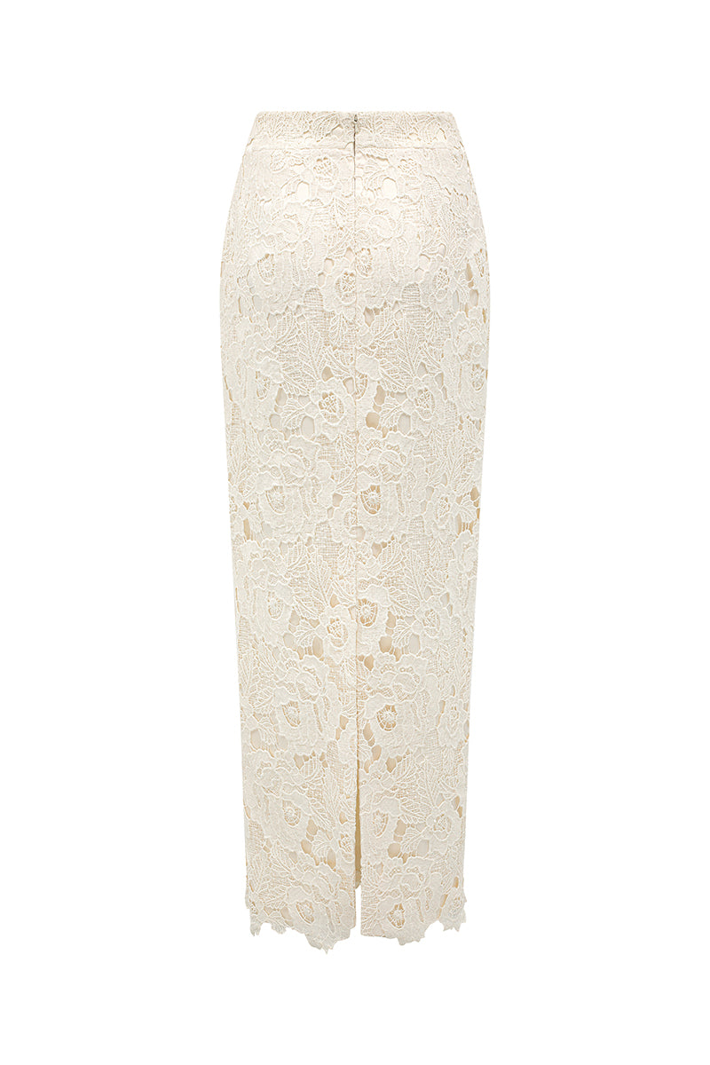 LACE MAXI SKIRT IN IVORY - CULT MIA
