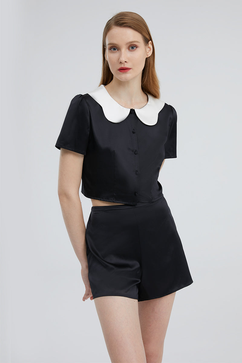 DOLL SHORT PAJAMA SET IN BLACK - CULT MIA