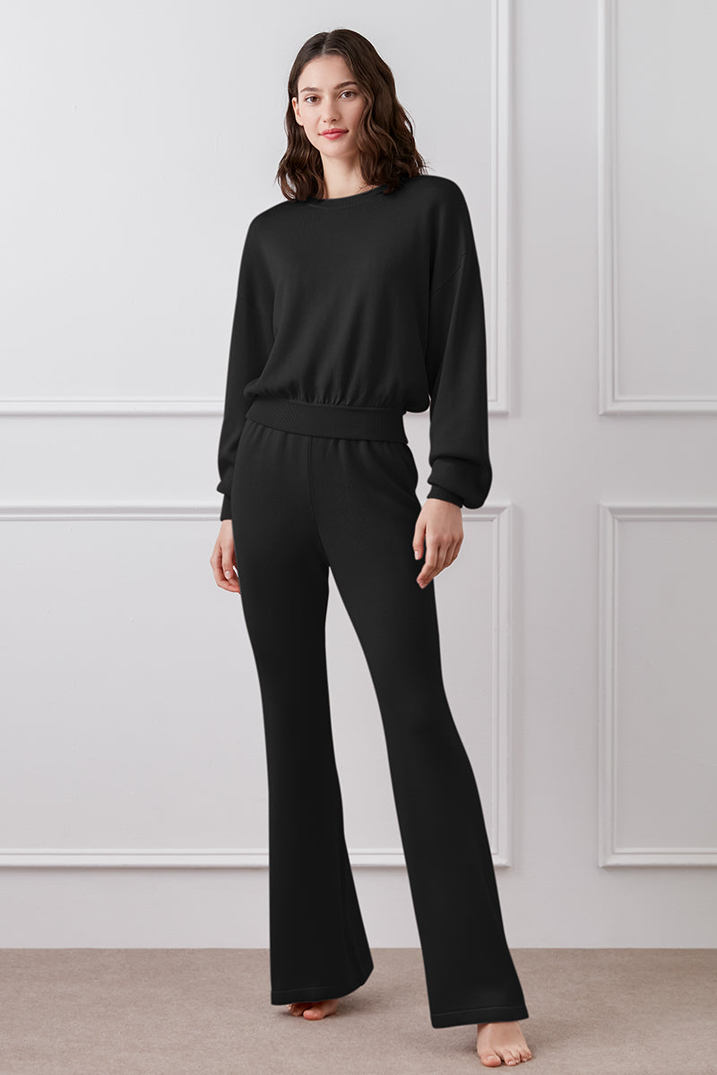 KARLEY SILK CASHMERE SET IN BLACK - CULT MIA