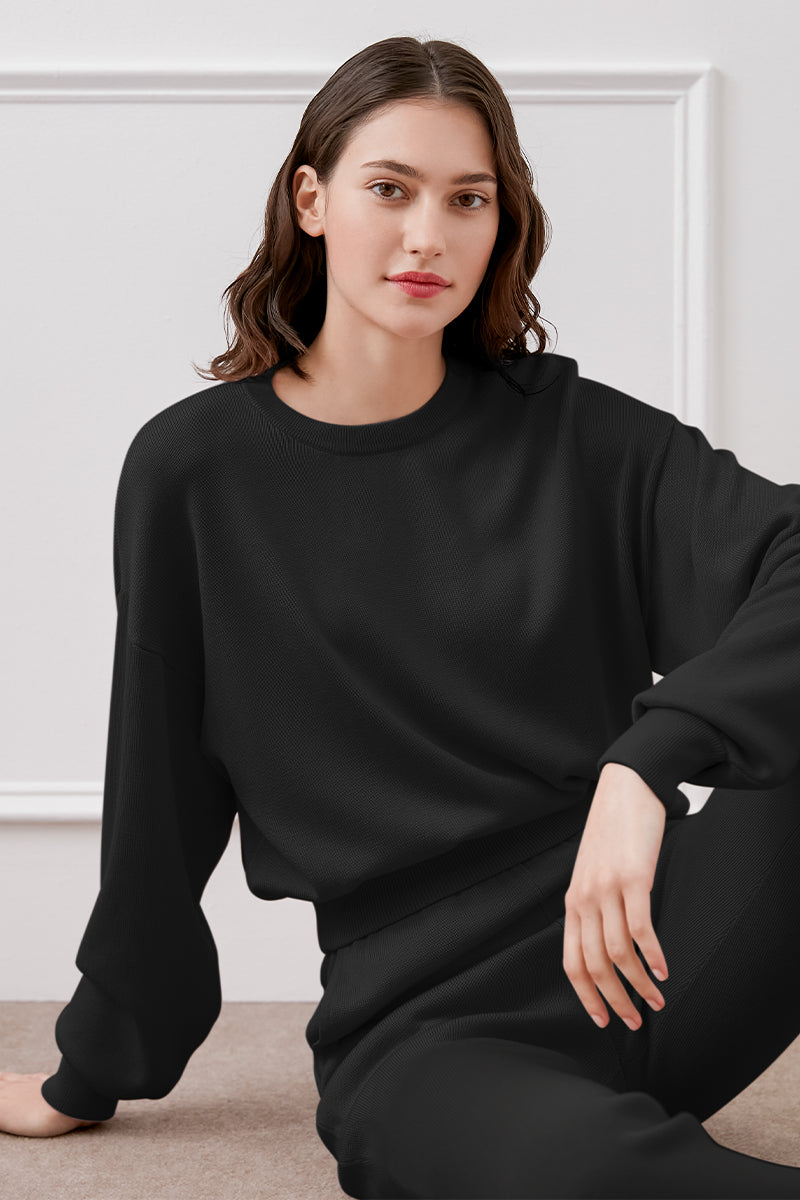 KARLEY SILK CASHMERE SET IN BLACK - CULT MIA