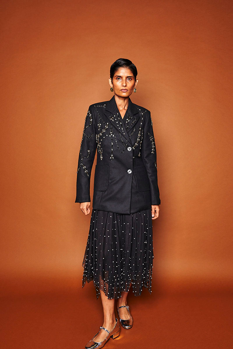 PRIYA EMBELLISHED BLAZER IN NOIR - CULT MIA