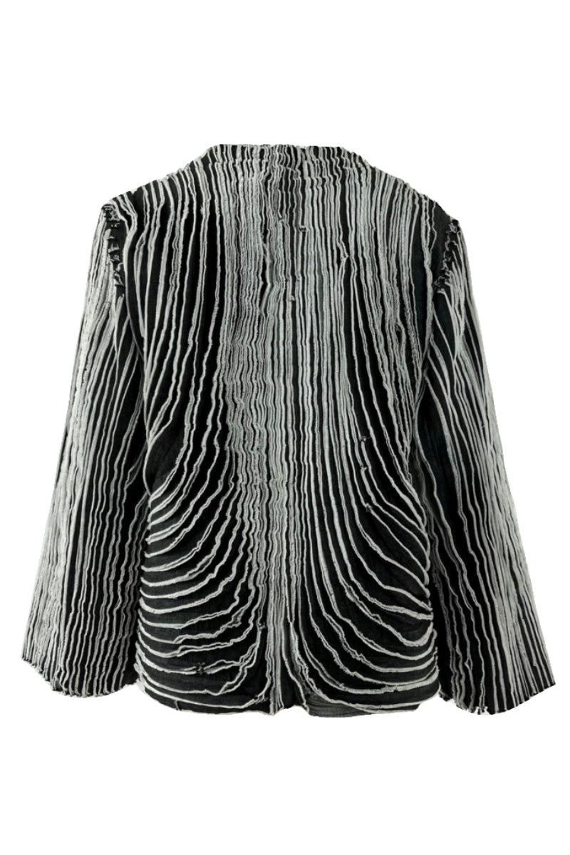 DENIM STRIP JACKET - CULT MIA