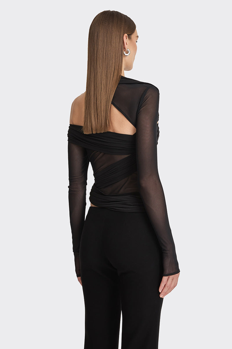 JERSEY BLACK WRAP TOP - CULT MIA