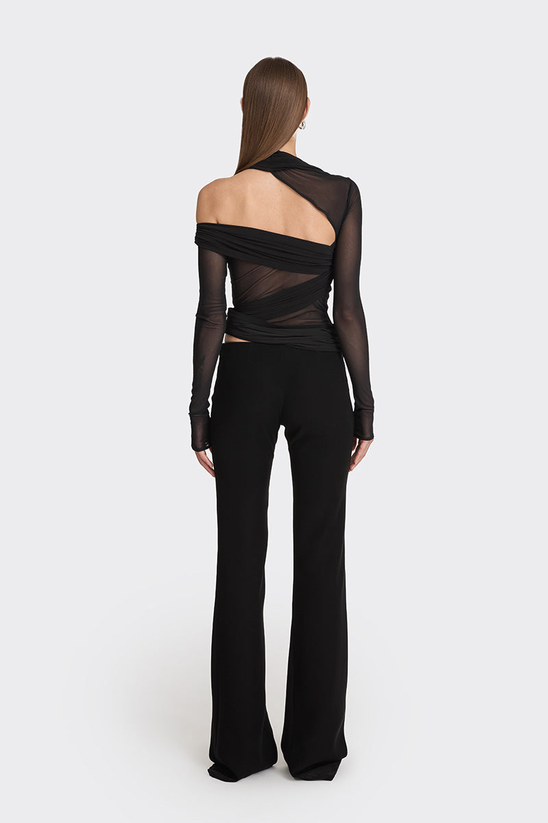 JERSEY BLACK WRAP TOP - CULT MIA