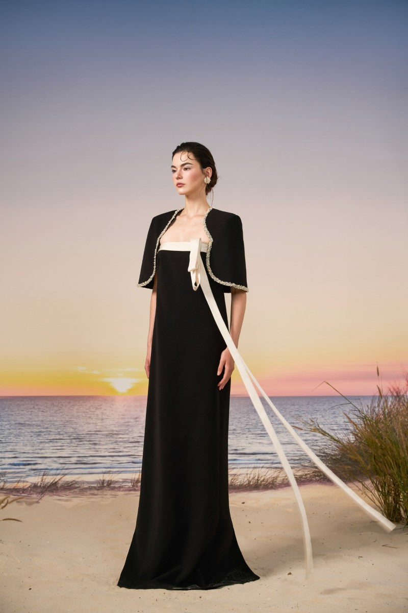 ARNAB CREPE DRESS IN BLACK AND WHITE - CULT MIA