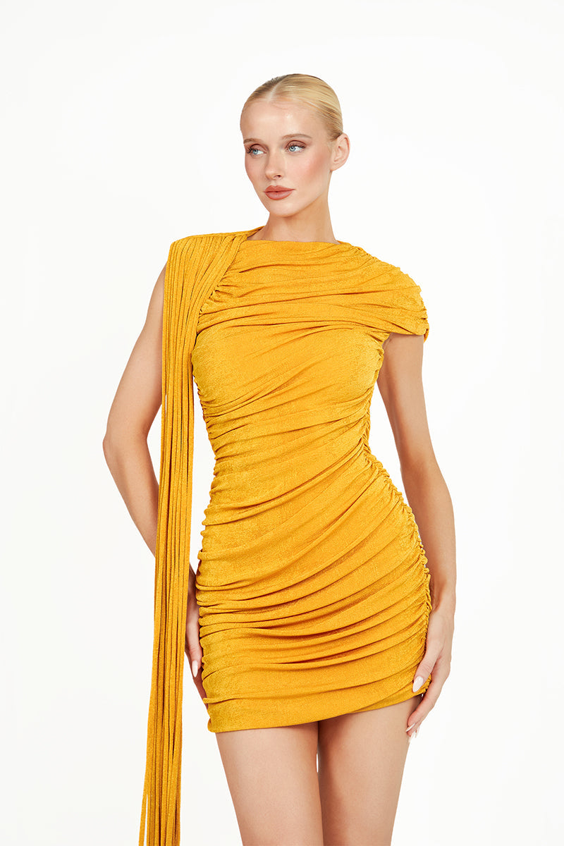 KALICEA MINI DRESS IN YELLOW - CULT MIA