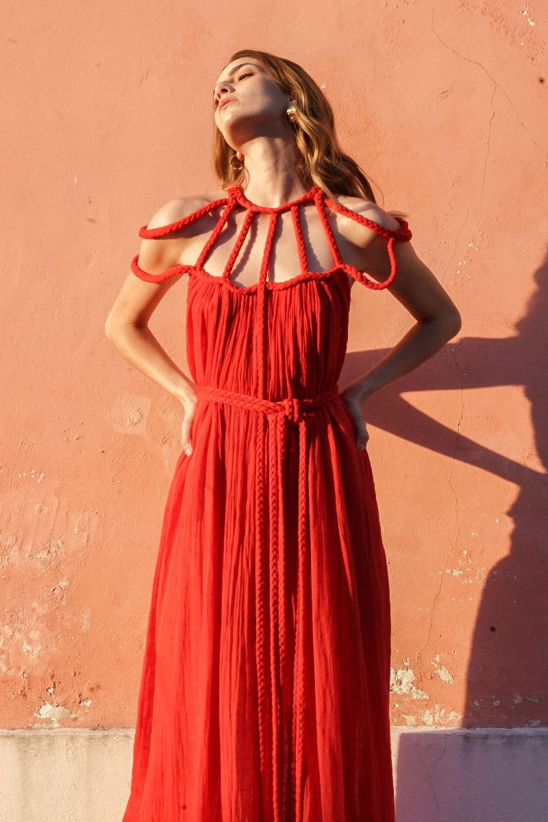 SEVERYNA DRESS IN CHERRY - CULT MIA