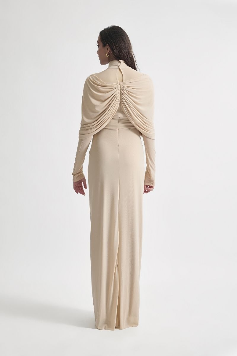 KENNY CHALK BEIGE MAXI DRESS - CULT MIA